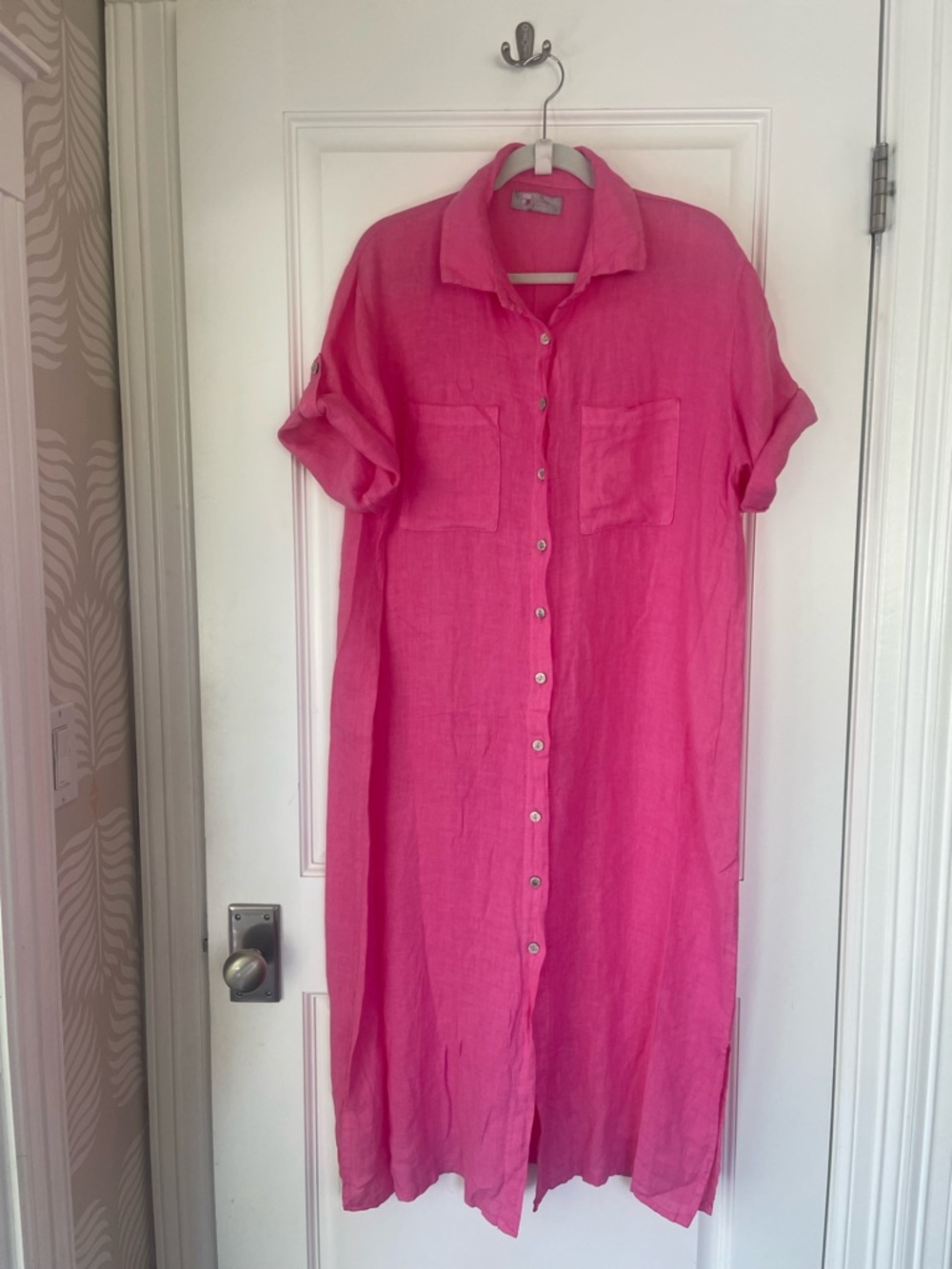 100% Linen Maxi Shirt Dress | Swim Cover Up | Kaftan, Made in Italy, OS
